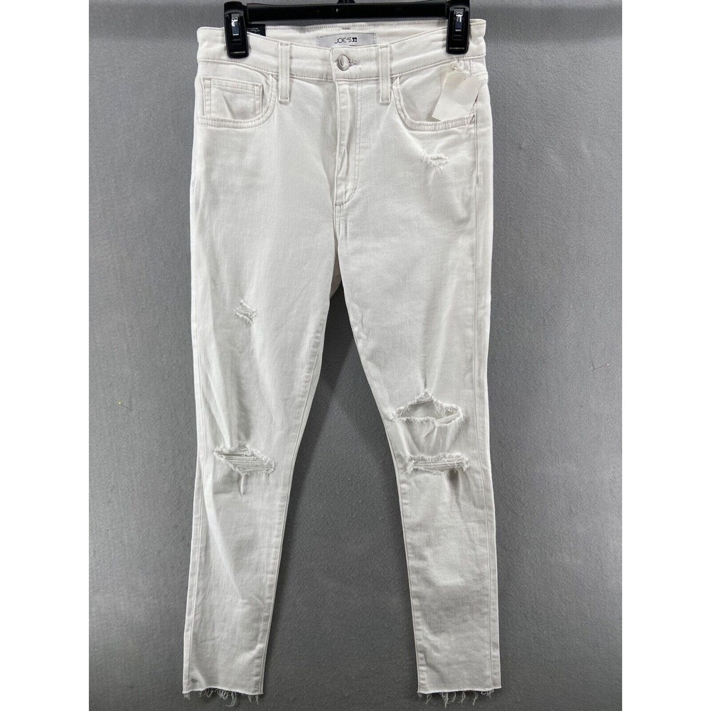 Joes Jeans Womens Sz 27W High Rise Skinny Ankle White Raw Hem Distressed NWOT